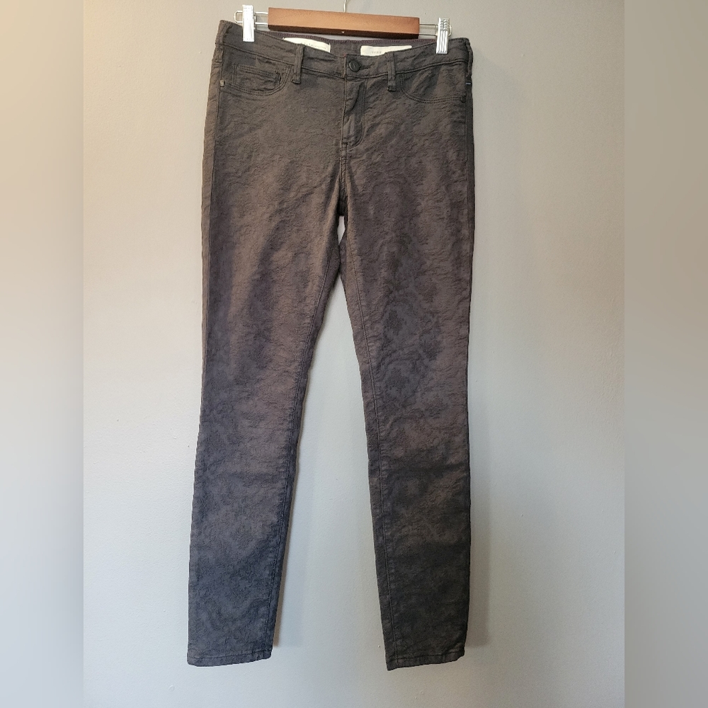 Pilcro And The Letterpress Serif Black Textured Jeans Straight Leg Womens‎ 28